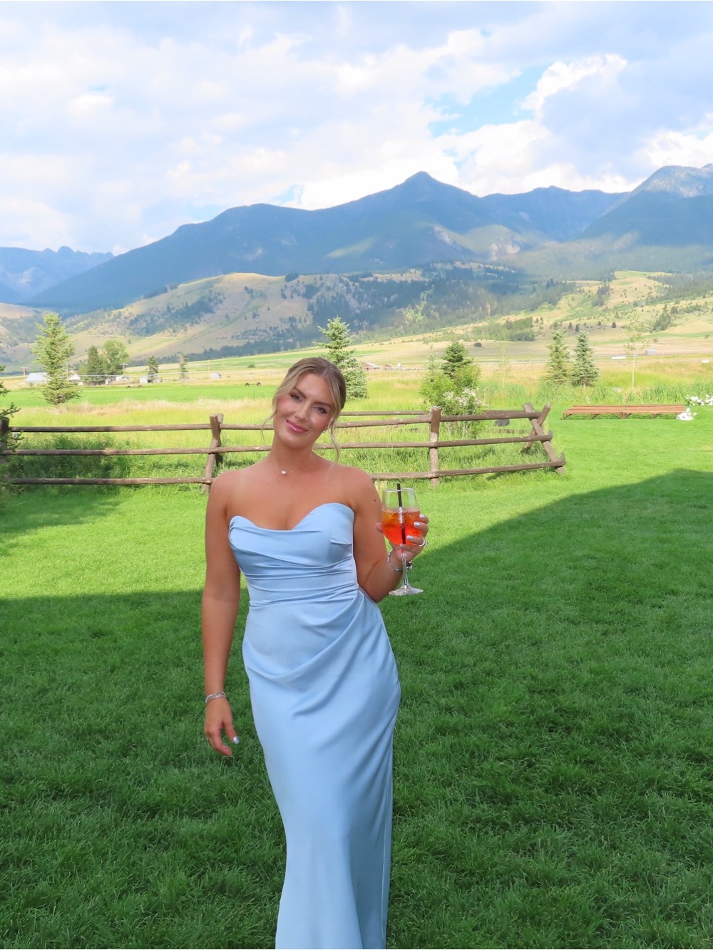 Park & Fifth Strapless Light Blue Satin Gown
